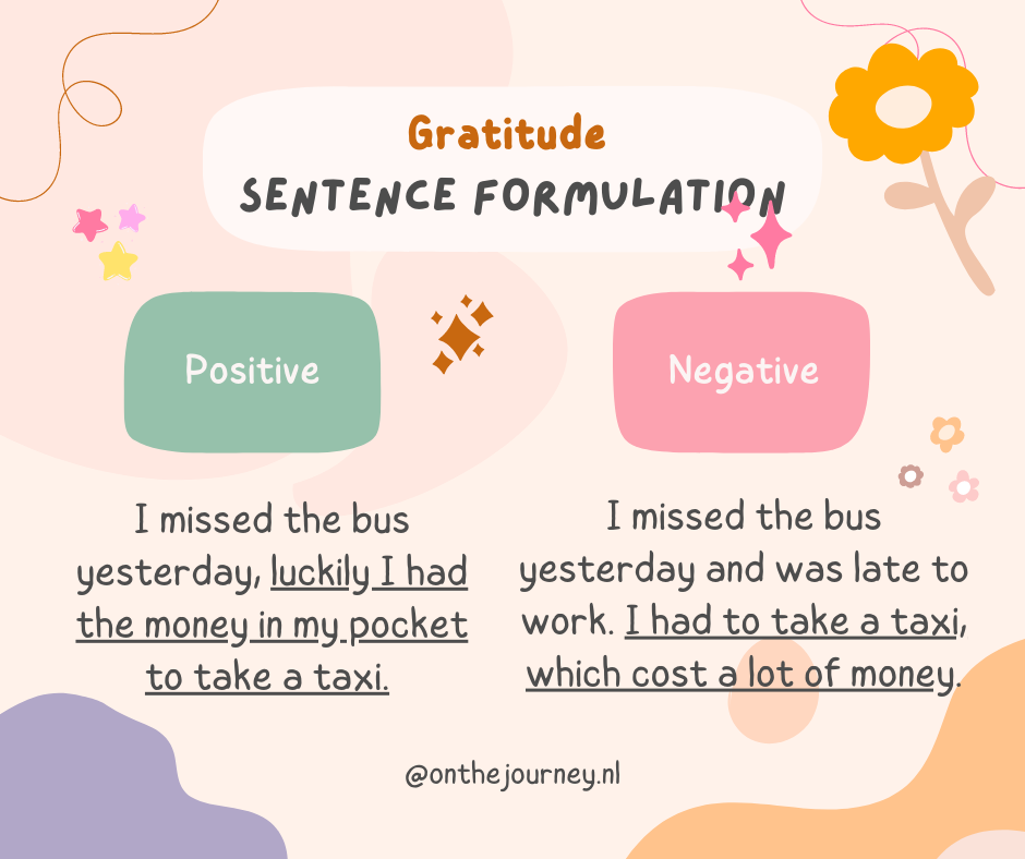 How to practice gratitude: positive and negative sentence formulation 